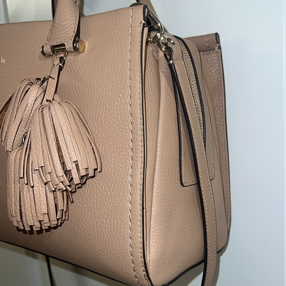 kate spade Beige/Taupe Leather Satchel with Tassel Charms - Picture 2 of 14